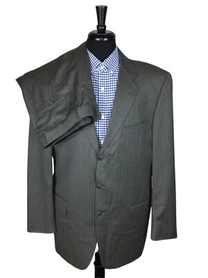 Joseph Abboud Hombre 42L Lana Gris/Marrón Dos Piezas Traje Plisado Pantalón 36x33 Foto 1 de 4
