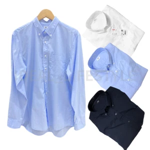 Camisa UNIQLO Broadcloth S-4XL Blanca/Azul/Azul Marino Algodón Abotonada Hombres 478216 Nueva con Etiquetas - Imagen 1 de 15