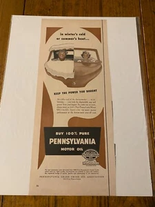Vintage 1951 Pennsylvania Tires In Winter's Cold Or Summer's Heat ad - Picture 1 of 1