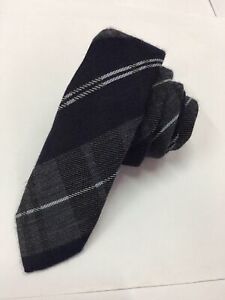 Authentic ZARA Striped Design on Two Tone Gray Navy Blue Skinny Necktie Tie