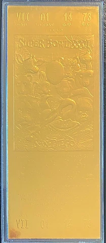22KT GOLD TICKET SUPER BOWL 32 ~ DENVER BRONCOS vs PACKERS Willabee & Ward XXXII Cover