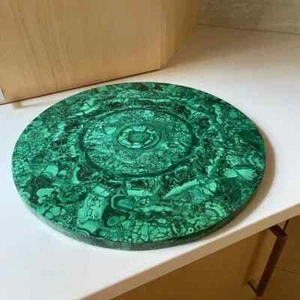 Malachite Stone Marble Round Coffee & End Side Table Inlay Mosaic Art Home Decor - Picture 1 of 9