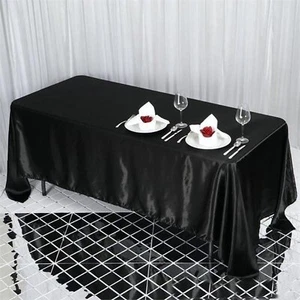 Black 72x120" RECTANGLE Satin TABLECLOTH Wedding Party Home Banquet Linens SALE - Picture 1 of 5