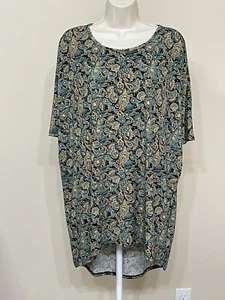 LulaRoe Women’s Green & Black Paisley Print Short Sleeve Round Neck T-Shirt s M - Picture 1 of 9