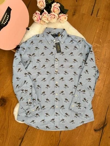 Polo RALPH LAUREN HORSE SHIRT Equestrian Long Sleeve Cowboy Blue Size L Large - Picture 1 of 24