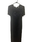 Laurence Kazar  Beaded Dress Size L Vintage 100% Silk Black Cocktail/ Evening