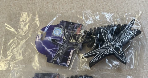 1999 WCW World Championship Wrestling Logo Keychain Key Ring Sealed Cover
