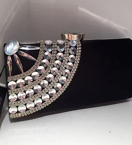 SERGIO FERETTI Negro OCASIÓN ESPECIAL/BODA MINIAUDIERA/EMBRAGUE NUEVO CON ETIQUETAS $128 - Imagen 1 de 7