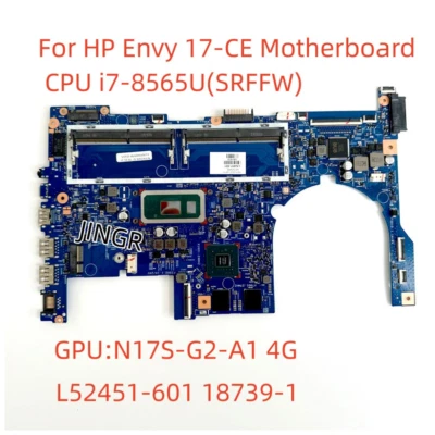 18739-1 For HP Envy 17-CE Laptop Motherboard CPU:i7-8565U GPU  4G L52451-601 - Image 1 of 4