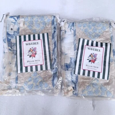 NUEVO Waverly Almohada Estándar Sham SET 2 Edredón Palisandro Azul Col Rosa Floral Foto 1 de 4