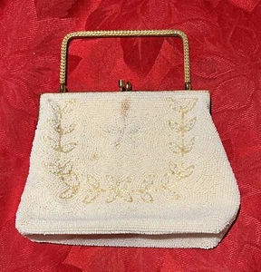 Debbie Abendtasche Division Of John Wind Imports Vintage Elfenbein Perlen Handtasche - Bild 1 von 7