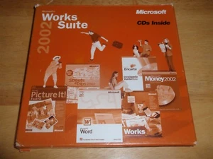 Microsoft Works Suite 2002 PC 5 CD-ROMs Word 2002 Money Picture It! Photo v.2002 - Picture 1 of 1