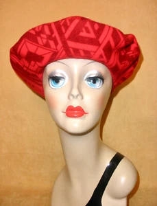 Bright Red Wool Beret w/ Art Deco Pattern Made in France by Normandy Beret - Picture 1 of 6
