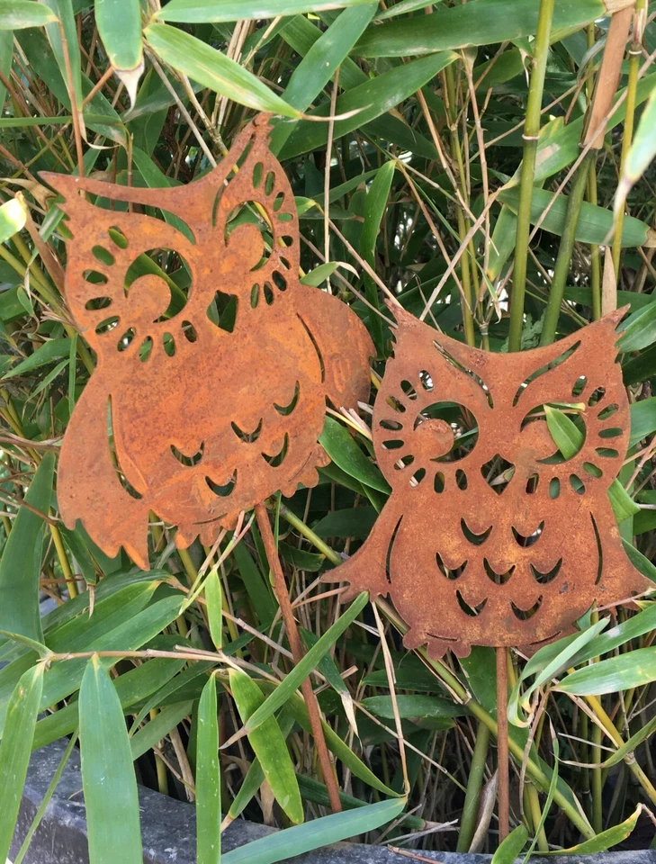 2x Dekostecker Eule NEU aus Metall in rost-braun 32 cm gross Dekostecker - Bild 1 von 1
