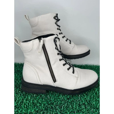 Botas de combate Baretraps Amy Sue blancas con cordones botines al tobillo con cremallera 9,5 M Foto 1 de 4