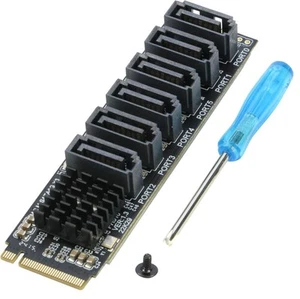 M.2 to SATA Adapter, M Key NVMe to SATA3.0 Card, ASM1166 Chip, for SSD HDD - Picture 1 of 6