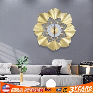Orologio da parete ginkgo biloba rotondo oro 70 cm grande orologio da parete soggiorno arredamento casa - Foto 1 di 15