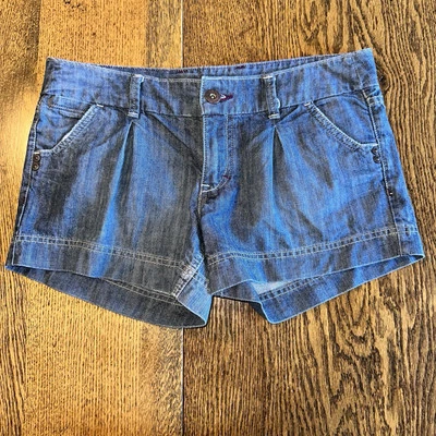 Mossimo Low Rise Jean Shorts Pleated Supply Co Juniors Size 9 Denim No Stretch - Image 1 of 4