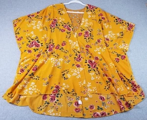 NO BOUNDARIES Cover Up Top Women Junior’s 2XL XXL Floral Short Sleeve Swim Beach - Picture 1 of 17
