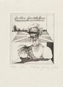 Grabado original edición limitada Exlibris "Don Quijote" de JANVARY ZOLTAN - Imagen 1 de 1