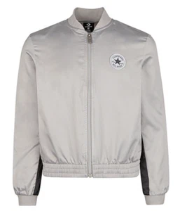 Converse All Star Little Girls Satin Track Jacket Logo Silver Gray NWT Size Med - Picture 1 of 2