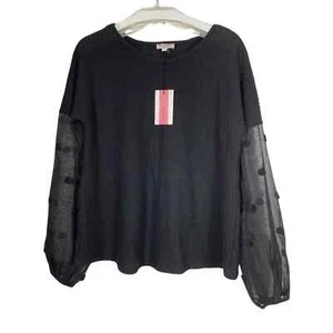NWT Andree by Unit Blouse with sheer dot sleeves - Size Large - Picture 1 of 7