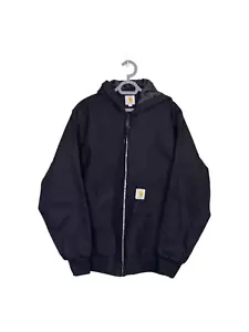 Carhartt Giacca Rivisitata Uomo Grande Nera Orlo e Polsino a Costine con Cappuccio Full Zip - Foto 1 di 4