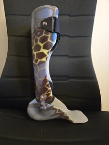 Youth AFO Ankle Foot Orthosis - Left, Hinged Ankle, Patterned, Black Fastener - Picture 1 of 10
