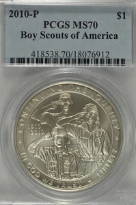 2010 P Boy Scouts of America Commemorative Silver Dollar PCGS MS70 - Picture 1 of 3