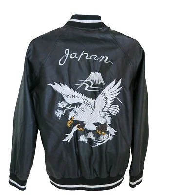 XRAY Jeans Faux Leather Japan Eagle Embroidered Jacket Large - Image 1 of 4