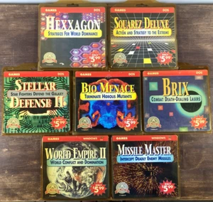 Vintage 90s PC Shareware Video Game Lot 7 Sealed 3.5" Disk Bio-Menace DOS Window - Picture 1 of 11
