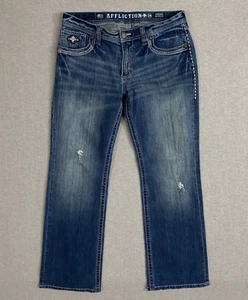 Affliction Standard Series Jeans Mens 34x32 Medium Distressed Stretch Denim BKE - Picture 1 of 18