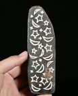 6" Old Tibet Temple Natural Agate Rough Stone Moon  Star Amulet Exorcism Statue