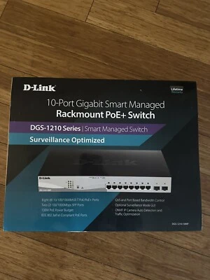 NEW D-Link DGS-1210-10MP 10-PORT GIGABIT SMART MANAGED RACKMOUNT PoE+ SWITCH - Image 1 of 2