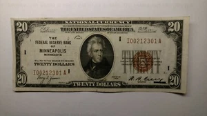 Fr.1870-I $20 National Currency THE FERDERAL RESERVE BANK of MINNEAPOLIS TYPE 2. - Picture 1 of 4
