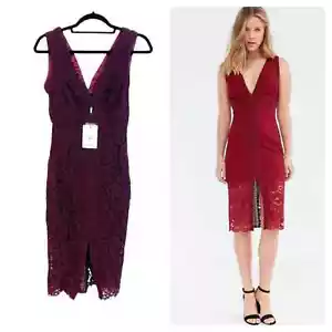 MORGAN WOMEN'S BURGUNDY LACE DRESS Size XS - Picture 1 of 12
