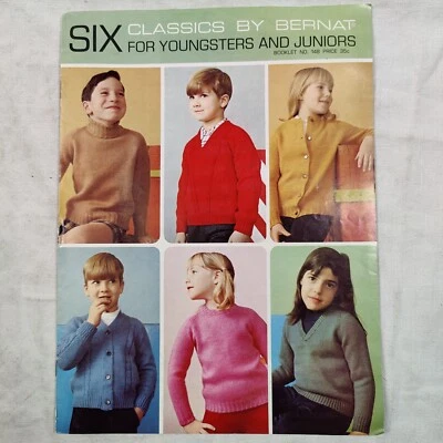 Vtg 1967 Six Childrens Classics Bernat Yarn Knitting Crochet Pattern Book # 148 - Image 1 of 4