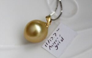 high lustre golden 12.7✖11mm Australian south sea pearl pendant G18K