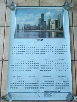 Foto póster del horizonte de Chicago 1992 con calendario vintage 34 x 22 envío gratuito Foto 1 de 3