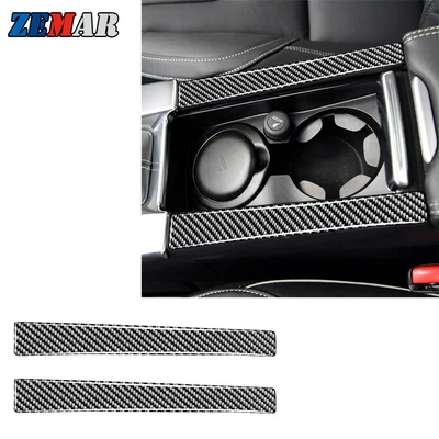 Panel portavasos de fibra de carbono tira lateral cubierta moldura para Volvo V60 S60 2010-2018 Foto 1 de 4