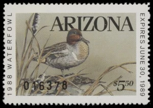 1988 Arizona State Duck Stamp. Mint Never Hinged. Original Gum - Picture 1 of 1