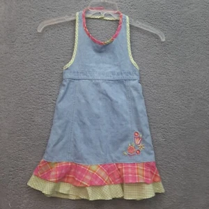 Oshkosh Denim patchwork ruffle jumper dress girls size 6 - Picture 1 of 6