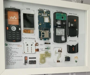 Sony Eircsson W810 Teardown With Frame, Disassembled wall Art (Handmade) Unique - Picture 1 of 9