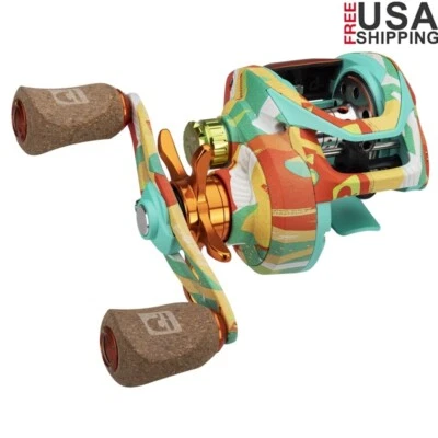 Carretel de isca para mão direita 7.3:1 relação de engrenagem arrasto de carbono 10 rolamentos de aço inoxidável novo - Imagem 1 de 4