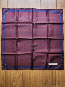 Vintage Christian Dior Burgundy/Blue Silk Hankerchief Square Scarf 19" X 19" - Picture 1 of 12
