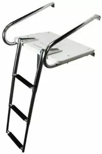 Boat 3 Step Ladder Swim Polyethylene Inboard Outboard Platform Stainless Steel - Bild 1 von 8