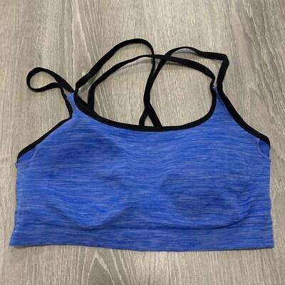 Danskin Now Womens Sports Bra Sz XL 16 / 18 Heather Royal Blue Spaghetti Straps - Image 1 of 4