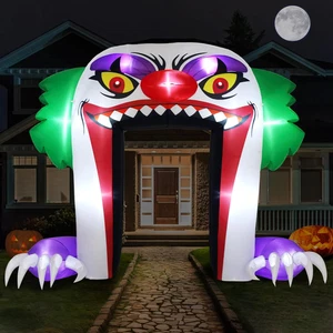 Divertente Gigante 10 FT Halloween Gonfiabile Clown Arco Decorazioni da Esterno, - Foto 1 di 6