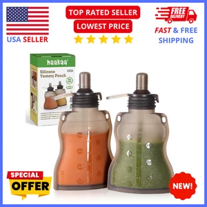 Reusable Baby Food Pouches 4oz – Haakaa Washable Freezer Safe Squeeze Bags 2 Pk - Picture 1 of 9