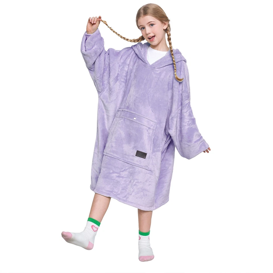 Hoodie Sweatshirt Wearable Comfy Blanket With Hood Sleeves Large Pocket Sherpa